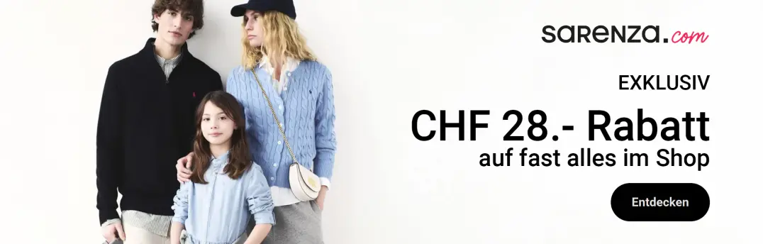 CHF 28.- Rabattcode für fast alles im Shop bei Sarenza