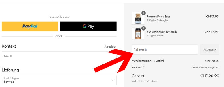 Ankerkraut Gutschein an der Kasse einlösen