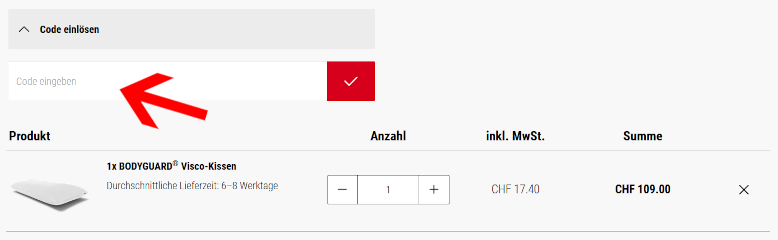Den Bett1 Rabattcode an der Kasse verwenden