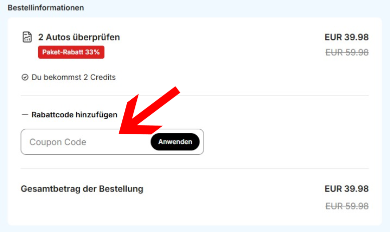 carVertical Code Promo an der Kasse einlösen