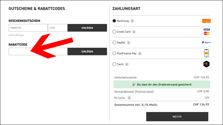 Den Metro Boutique Gutschein an der Kasse einlösen