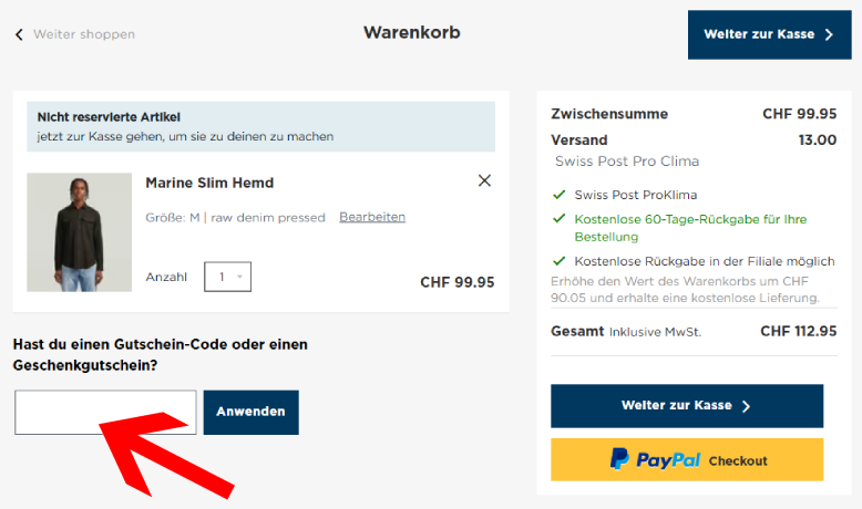G-Star Gutschein im Warenkorb aktivieren