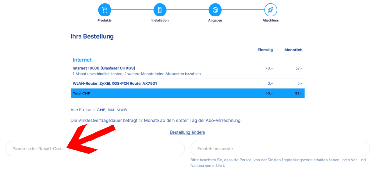 Den iWay Promocode im letzten Bestellschritt einlösen