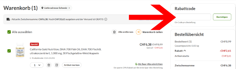 Deinen iHerb Coupon im Warenkorb einlösen