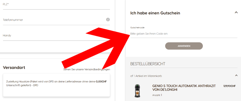 Löse die Aktion an der Kasse ein