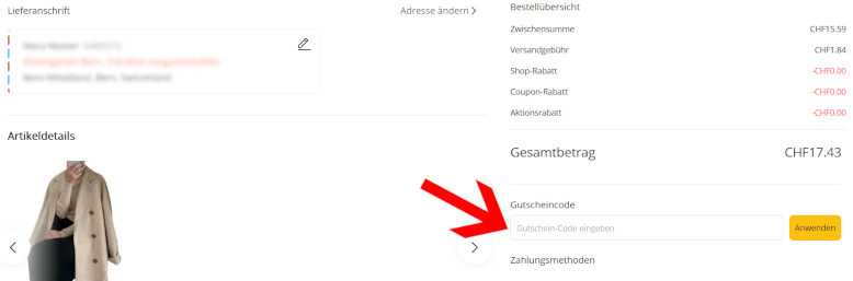 Den Voghion Gutschein an der Kasse nutzen