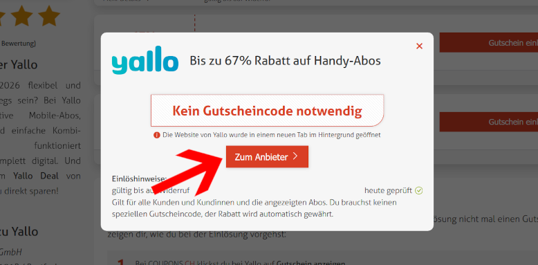 Über den Yallo Deal zur Aktion weiterleiten lassen